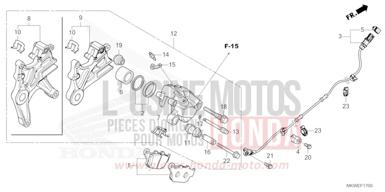 ETRIER DE FREIN ARRIERE de NC750X "Méca" MAT PEARL GLARE WHITE (NHB54) 2025
